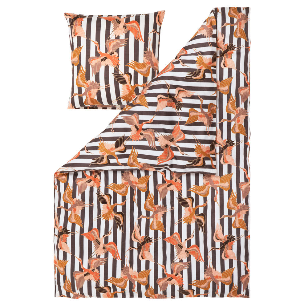 Crane sengesæt - brun/hvid